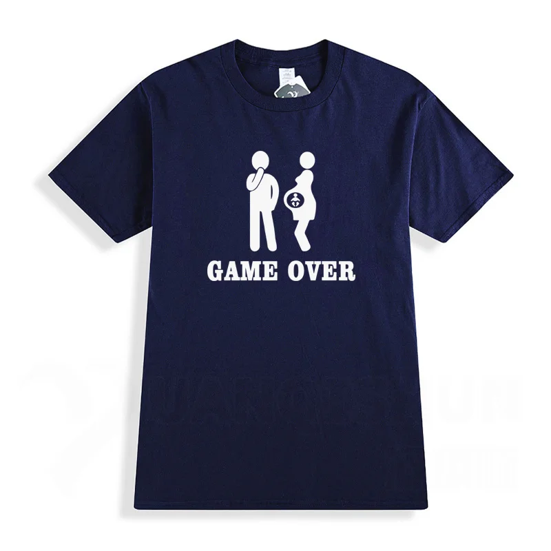 Коллекция года, новинка, 16 цветов, хлопковая футболка с принтом для женщин, мужчин и детей, с надписью «Game Up» брендовая одежда забавная Футболка для беременных XS-3XL - Цвет: NavyBlue 1