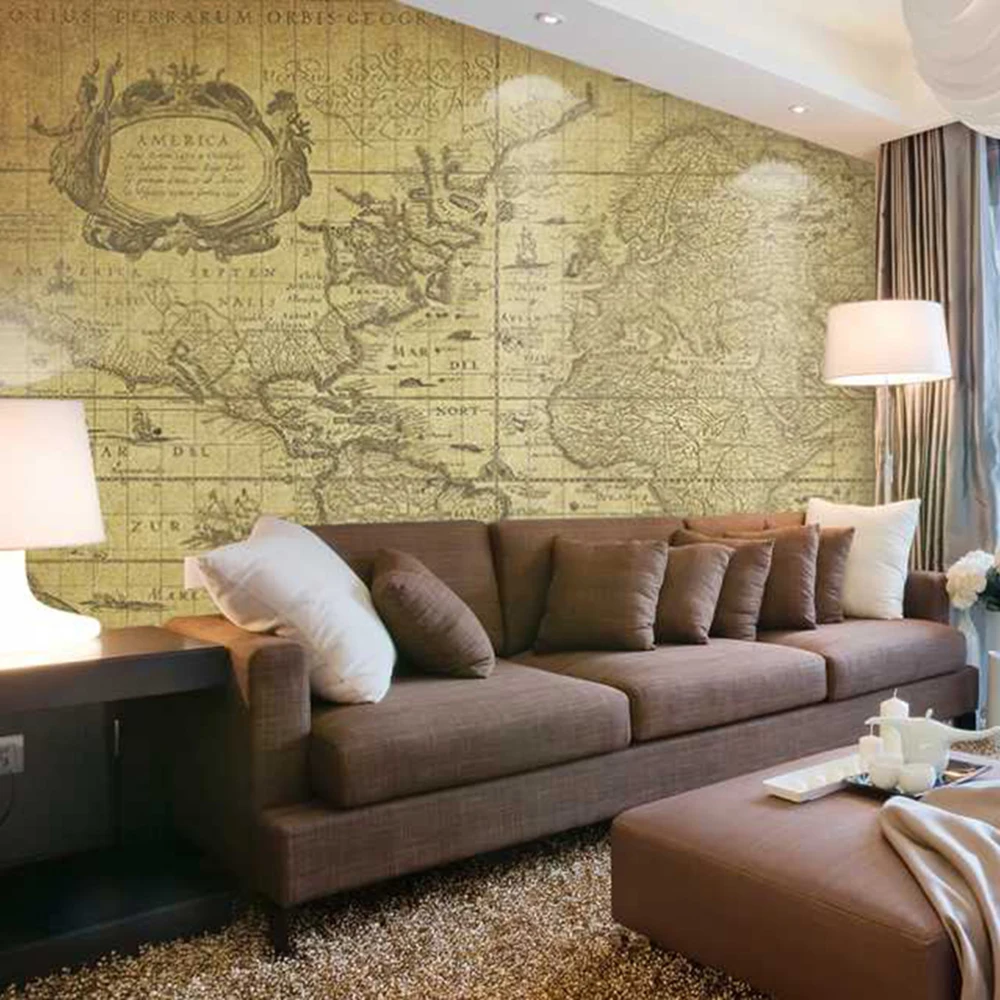 Старая карта гостиной фон 3D обои фотообои 3d papel де сравнению PW1435731651|papel de pared|papel de3d