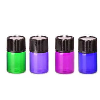 

5pcs 1ml 2ml 3ml Mini Colorful Liquid Glass Bottle with Orifice Reducer and Cap Small Essential Oil Vials
