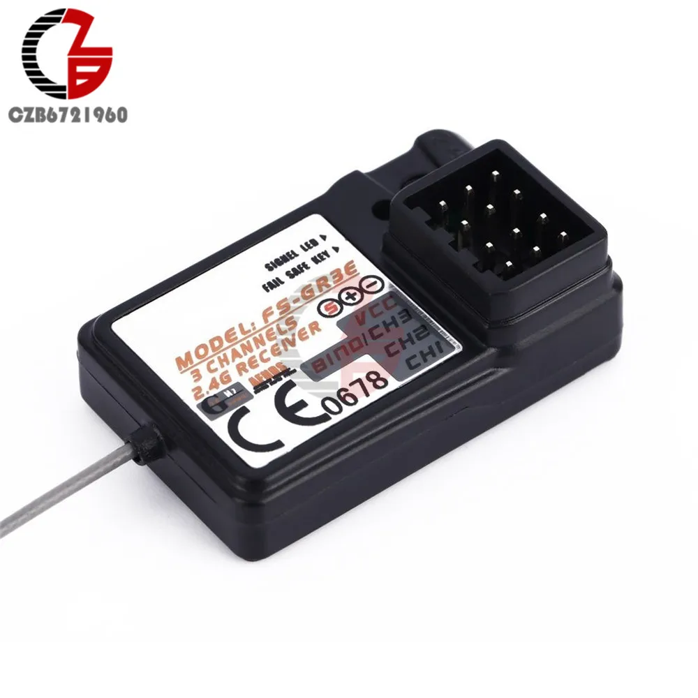 

F01814 FS-GR3E 3 Channel 2.4G GR3E Receiver with Failsafe GT3B GR3C Upgrade for RC Car Truck Boat GT3 GT2 Transmitter FS