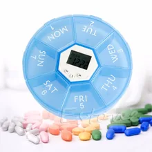 7-дневная таблетки коробка электронный интеллигентая(ый) сигнализации коробки таблетки наркотиков хранение таблеток дозатор Портативный синий
