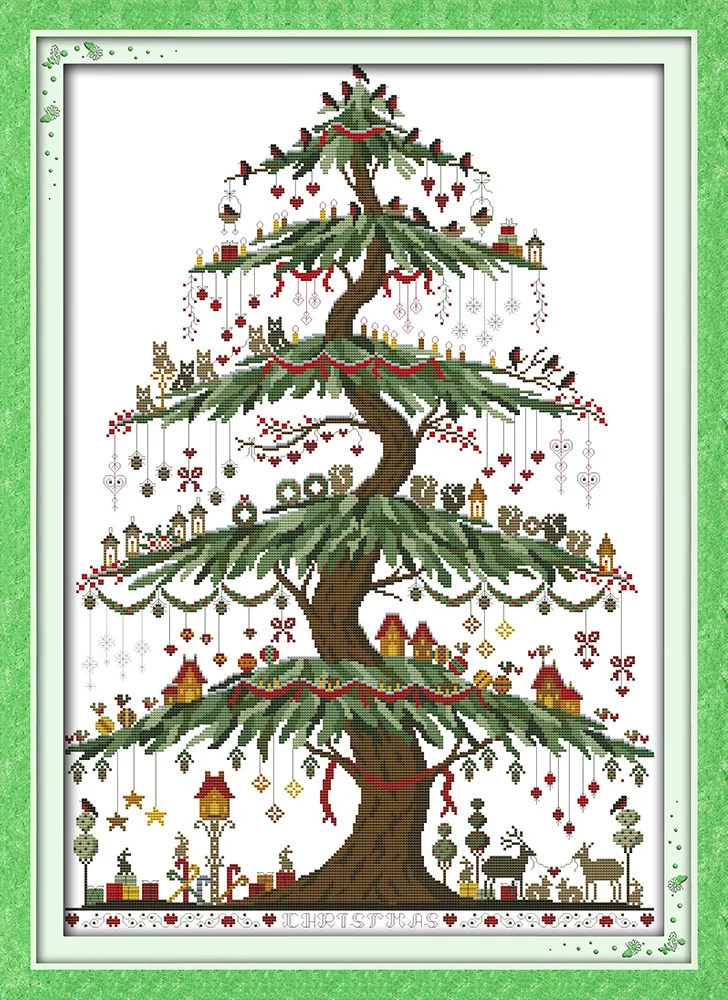 

Christmas tree 2 cross stitch kit cartoon Aida count 14ct 11ct 100% printed embroidery DIY handmade needlework wall home decor