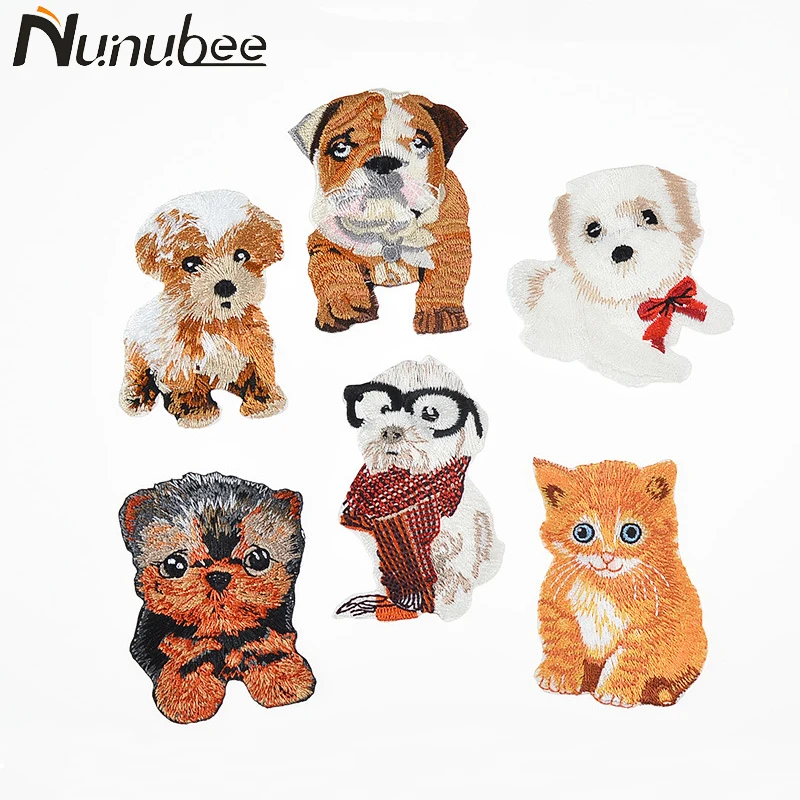 

Nunubee DIY Dog Cat Patches for Clothes Embroidery Patch French bulldog Stickers Decoration with Gum