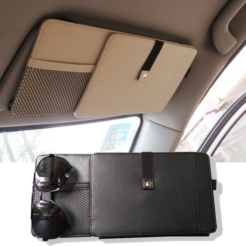 Buy PU Leather Auto Car Sun Visor Organizer Pouch Bag