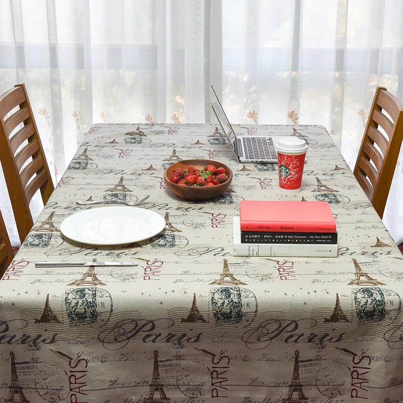 Vintage Style Paris Tower Linen Table Cloth Paris Printed Tablecloth
