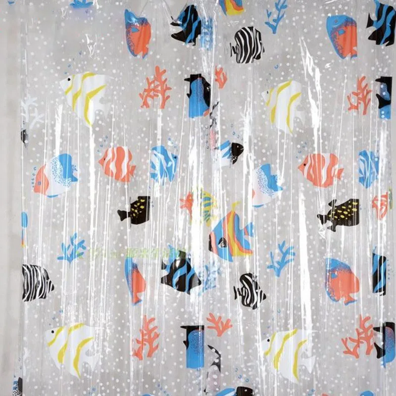 

2019 PVC Transparent Tropical Fish Bathroom shower curtain Mildew Proof thick waterproof fabric bathroom door curtain 180*200cm