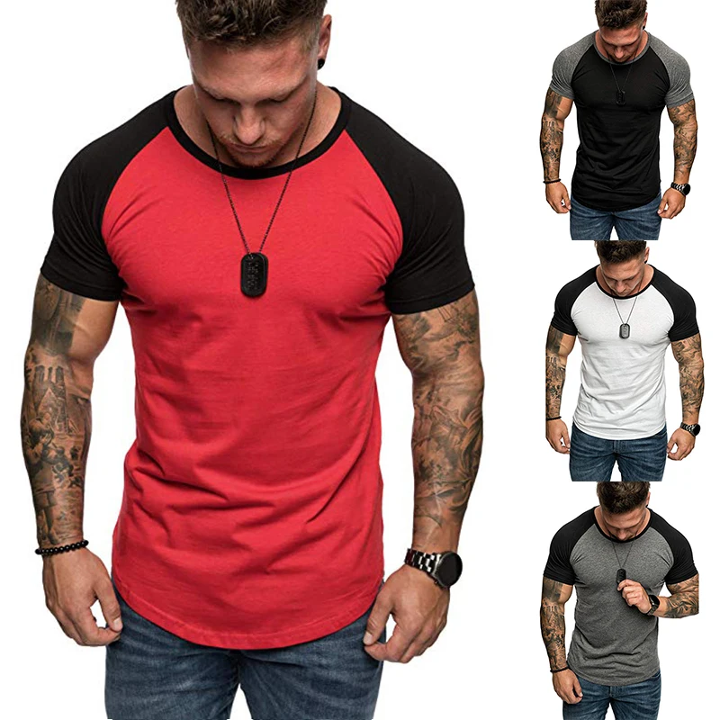 

Splice Casual Summer T-Shirt Men Plus Size Short Sleeve O-Neck Tshirt Male Tee Tops Punk T-Shirts Man Streetwear Summer Tees 3XL
