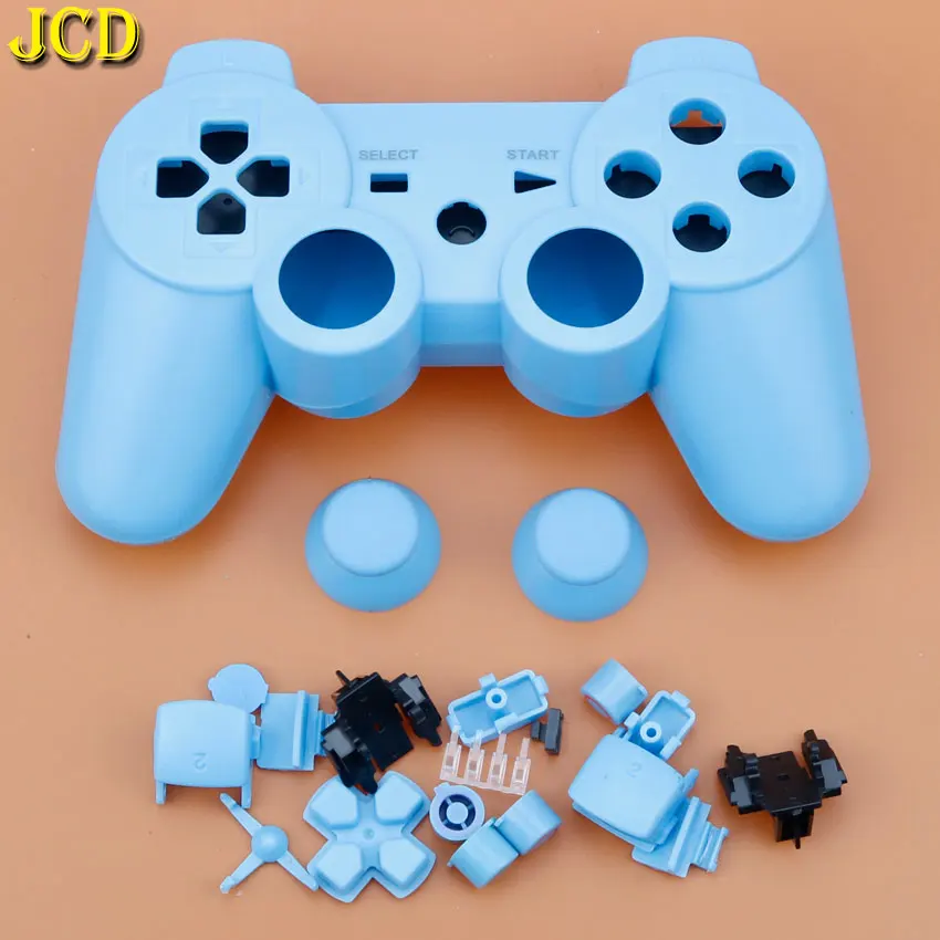 JCD для PS3 контроллер корпус Оболочка Чехол ж/Внутренняя Рамка полные кнопки аксессуары комплект для sony playstion 3 - Цвет: Небесно-голубой