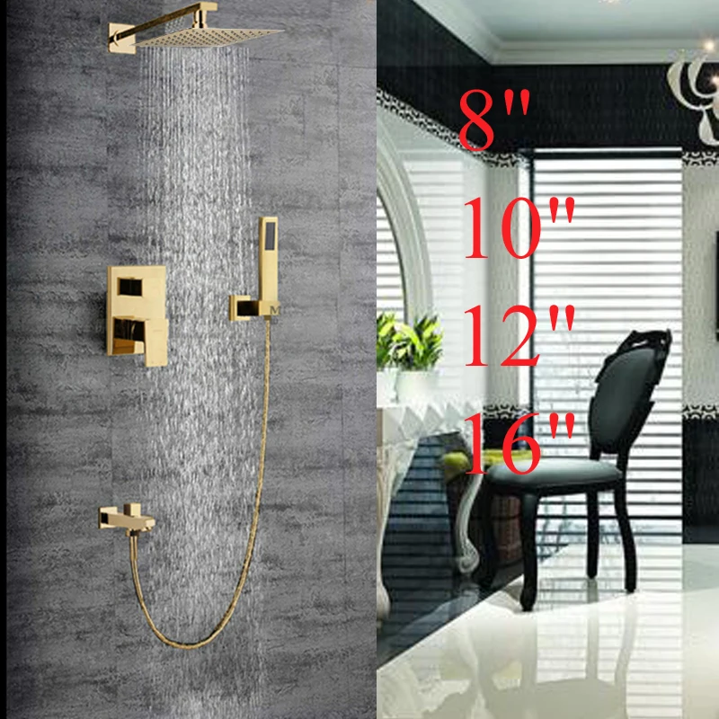 Buy Wall Mounted Golden 2 Valve Mixer Tap W/ Hand