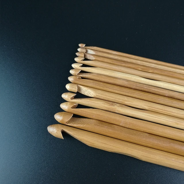 Wooden Bamboo Crochet Hooks Set 3-10mm ​Handcrafted Knitting Needles Weave  Yarn Craft​ Sewing Tool​(12Pcs/Set)