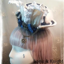 Lovely Navy Style Rabbit Ear & Bow Lolita Cosplay Mini Top Hat for Girls NAVY BLUE
