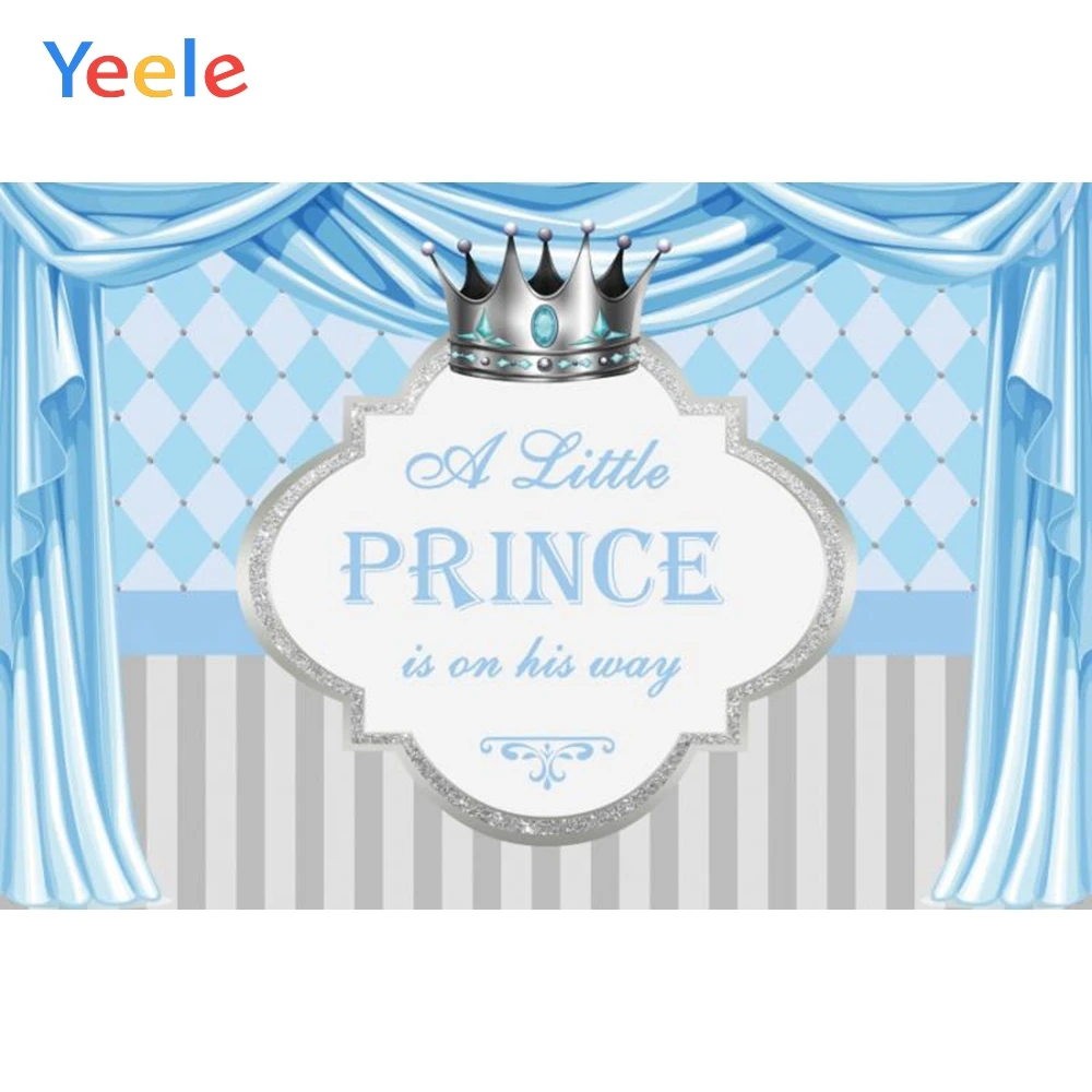 

Newborn Baby Shower Kids Birthday Party Pink Blue Gold Crown Curtain Princess Backdrop Custom Vinyl Background For Photo Studio