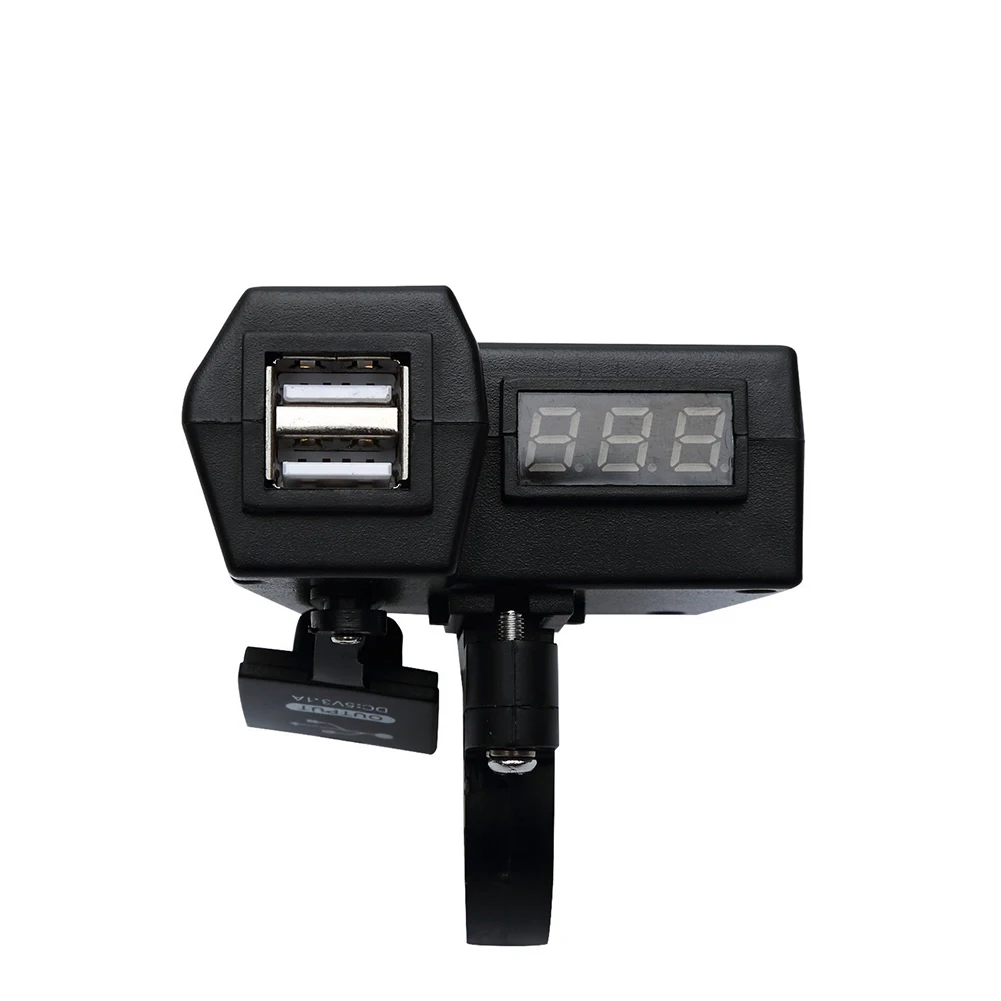 3 в 1 мотоцикл USB телефон зарядное устройство вольтметр с переключателем двойной порт питания USB разъем зарядное устройство для сотового телефона с дисплеем