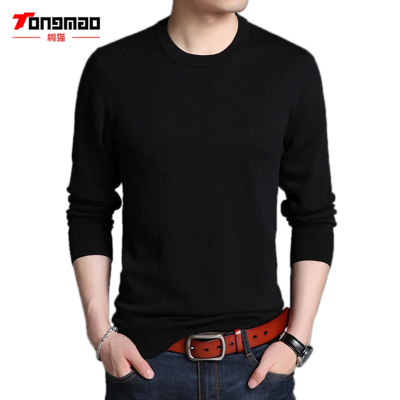 Mens Sweater Autumn Winter Warm 100% Combed Cotton O Neck