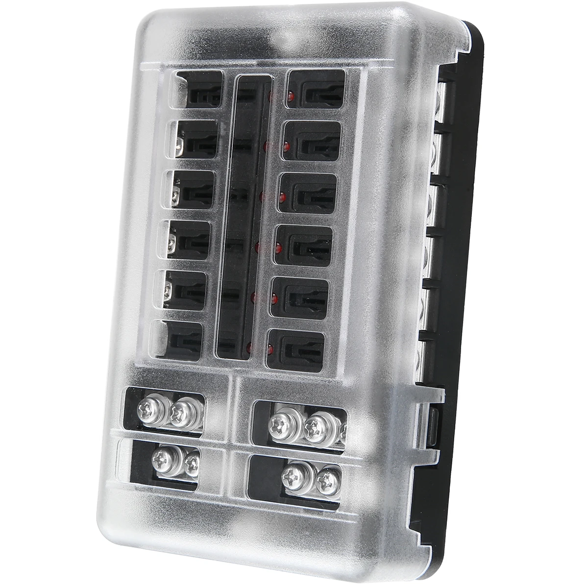 DC 32V 100A 12 Way Fuse Box Block Holder ATC ATO Blade LED Fuse Box with Screws&Labels For Car Marine Caravan