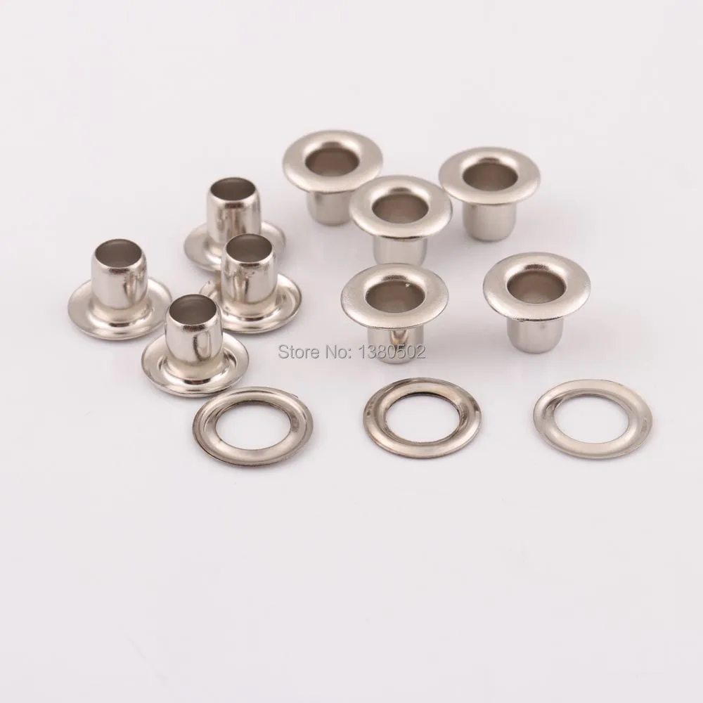 

100pcs/lot 12*6*8mm silver color eyelet with washer for bag garment belt leather craft accessories