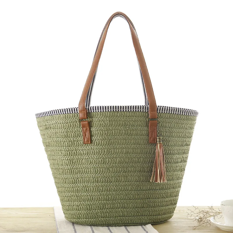 Women Summer Handbag INS Popular Female Beach Straw Bags Tassel Large Lady Shoulder Bag Travel Shopping Tote Basket SS0404 (26)