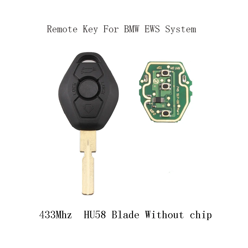 433 МГц EWS Система дистанционного ключа для BMW 3 5 7 серии E38 E39 E46 с HU58 лезвие 3 кнопки без чипа