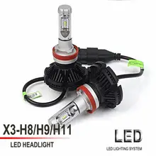 X3 led H8 H9 H11 50 Вт 8000LM 24 Месяцев Гарантии СВЕТОДИОДНЫЕ Лампы Фар Автомобиля