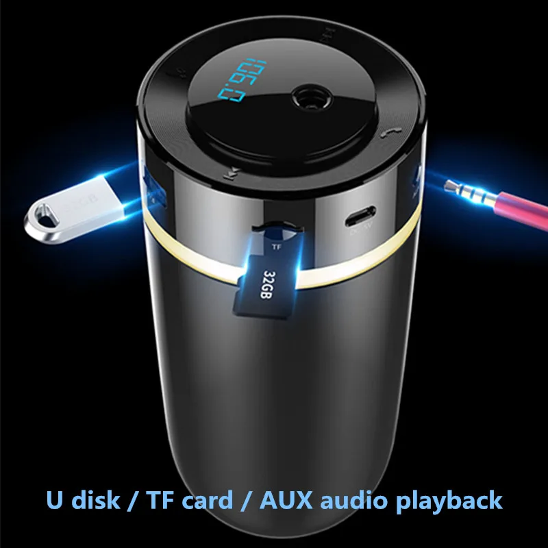 Автомобильный QC3.0 быстрая Зарядное устройство MP3 музыкальным проигрывателем Bluetooth и распылением ароматического масла Dual USB телефонные