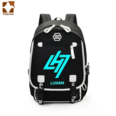 

2019 Men and women fashion Printing travel back pack luminous school bags for teenagers Geometric holographic backpack Kanken