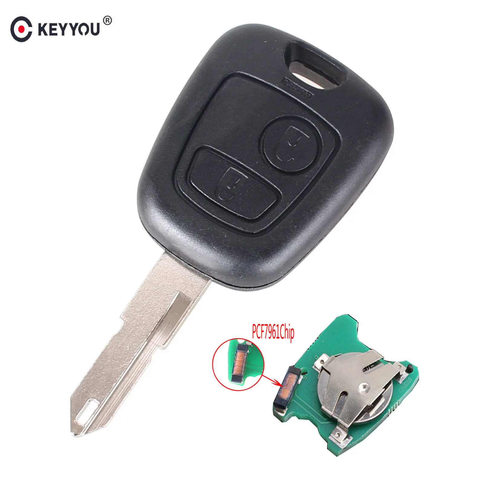 KEYYOU 2 кнопки спросить дистанционного брелок контроллер для PEUGEOT 206 307 партнер Citroen C1 C3 433 МГц с PCF7961 чипа