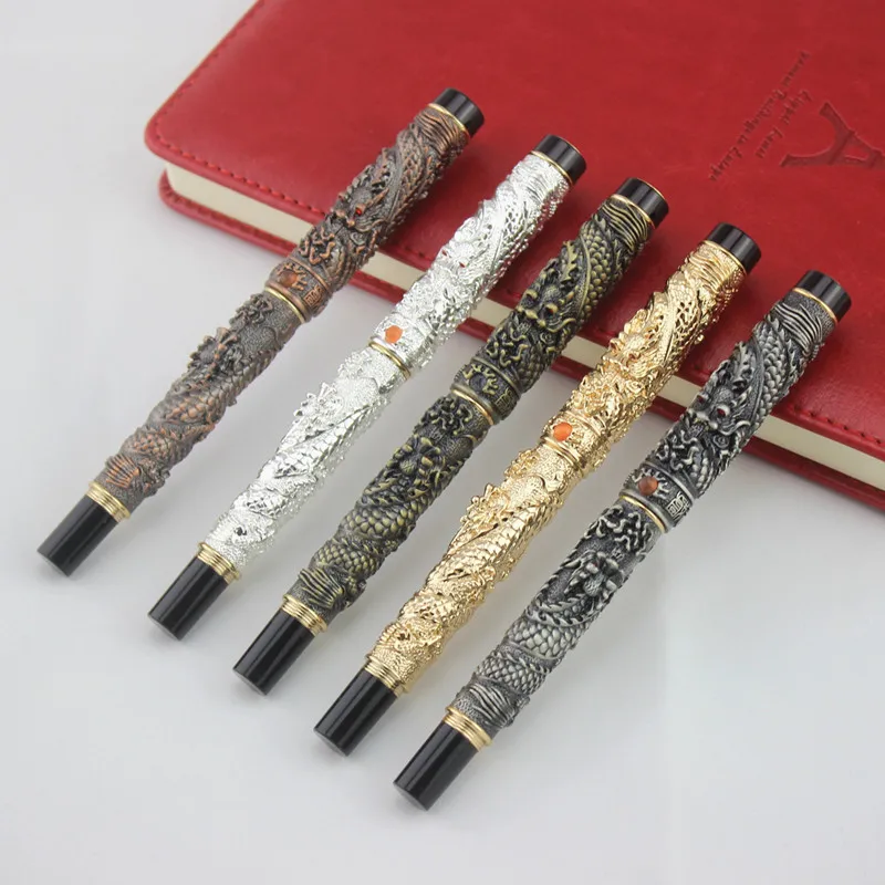 

1pc Jinhao Chinese Traditional Double Dragons 0.5mm Fountain Pen Fine Nib Luxury Business Office Gift Pens for Collecting