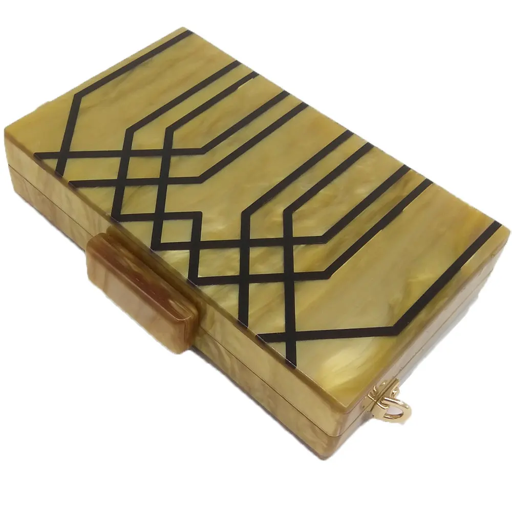 Geometric Striped Acrylic Clutch