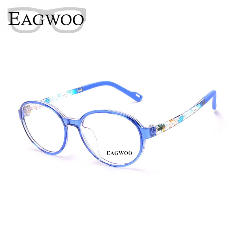 EAGWOO пластиковые TR очки детские оптические очки простые круглые винтажные оптические оправы для мальчиков и девочек Sepectacle очки 1036