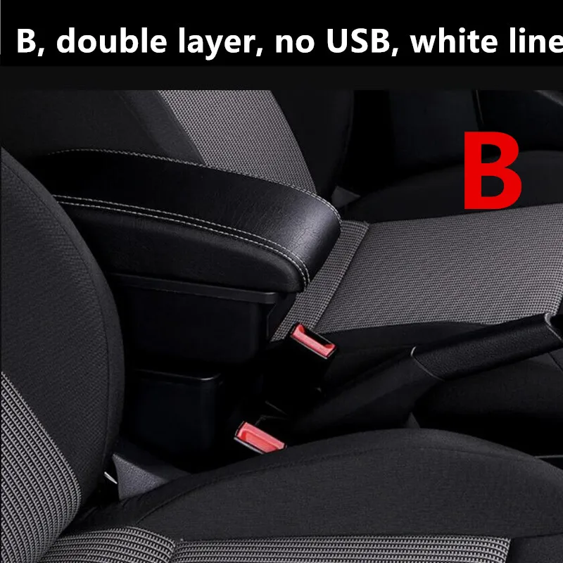 For Ford Focus 2 armrest box central Store mk2 content box products interior Armrest Storage car-styling accessories parts - Название цвета: B black white line
