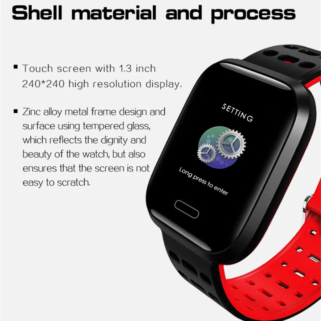 1.3inch Full Color Screen Blood Pressure Heart Rate Monitor Smart Watch Bracelet Heart Rate Monitor bracelet femme 2019