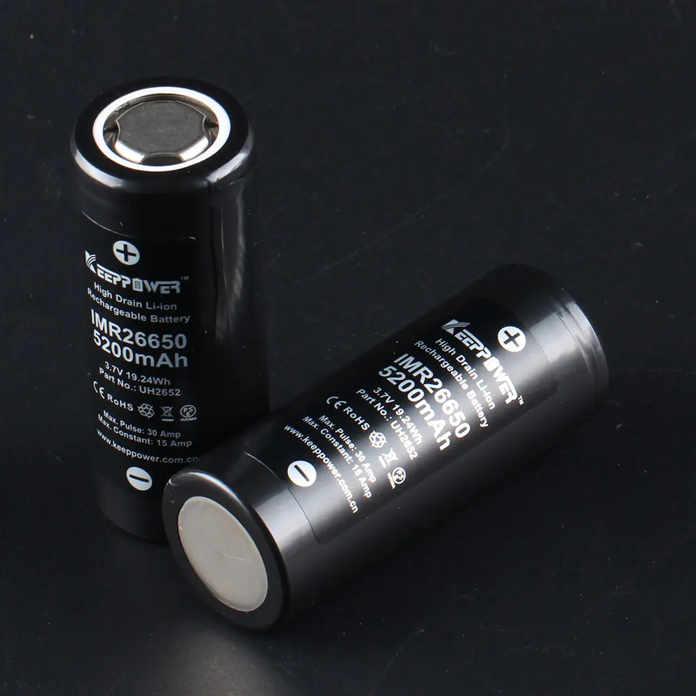 1 шт. незащищенная батарея keeppower IMR 26650 3,7 V/5200 mAh