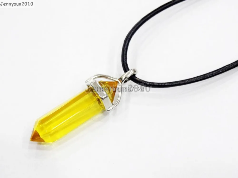 Natural Yellow Quartz Gems Stones Hexagonal Pointed Healing Reiki Chakra Pendant Black Leather Cord Necklace18 Lnch 5 Sets Pack Pendant Cord Stone Faucetstone Pendant Lighting Aliexpress