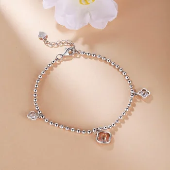 

L&P 2017 New Women High Quality CZ Bohemia Bracelet Real 925 Sterling Silver Blacelet Fine Jewelry Lucky Clover Bracelets