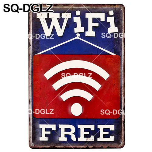 [SQ-DGLZ] Бесплатный Интернет WiFi точка доступа Оловянная вывеска Настенный декор прибывают в темную сторону металлические поделки WiFi зона плавок художественный плакат - Цвет: 1336