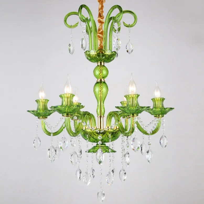 Modern Crystal Chandelier Lighting Luxury Green Glass Chandeliers Lamp Hanging Light Lustres De