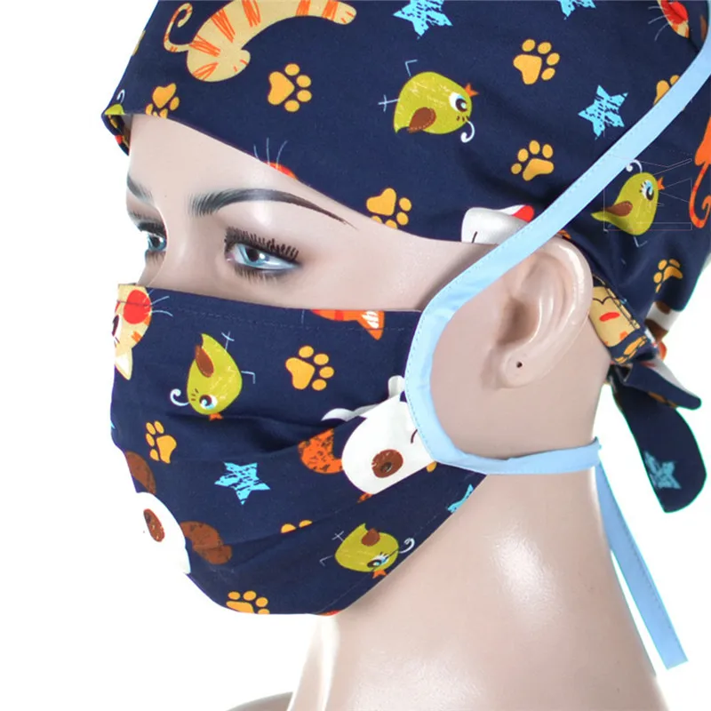 

Pattern Medical Masks Surgical Scrub Mask for Women Men 100% Cotton Adjustable Quality Hospital OR Work Masks Straps Dentist