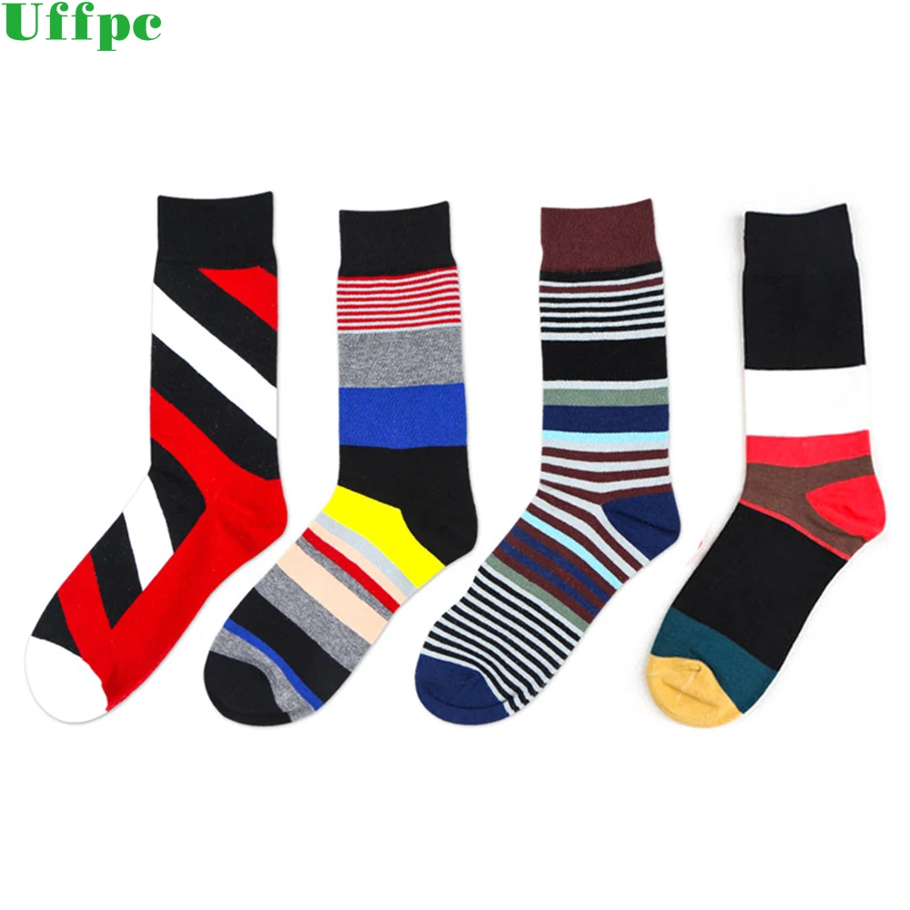 5 pairs/lot Men's Colorful long socks men Stripe Soft Warm Breathable ...
