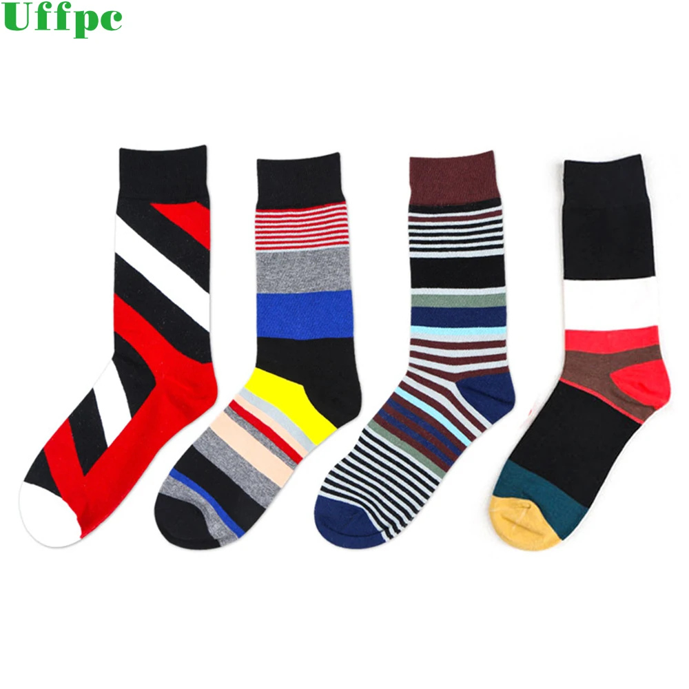 5 pairs/lot Men's Colorful long socks men Stripe Soft Warm Breathable