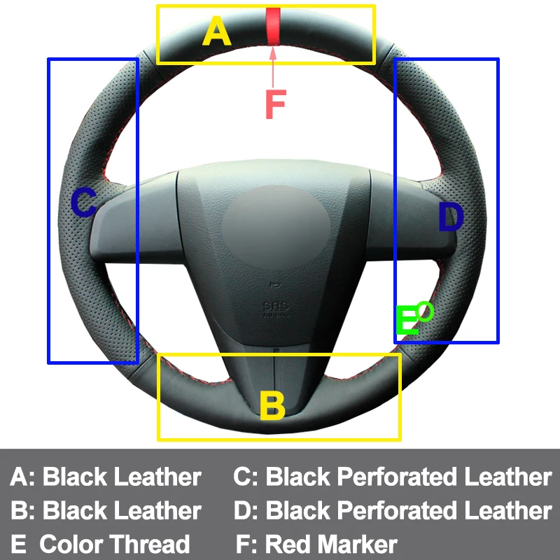 Ручное шитье чехол рулевого колеса автомобиля для Mazda 3 Axela 2008-2012 2013 для Mazda CX-7 CX7 2010- для Mazda 5 2011 2012 2013