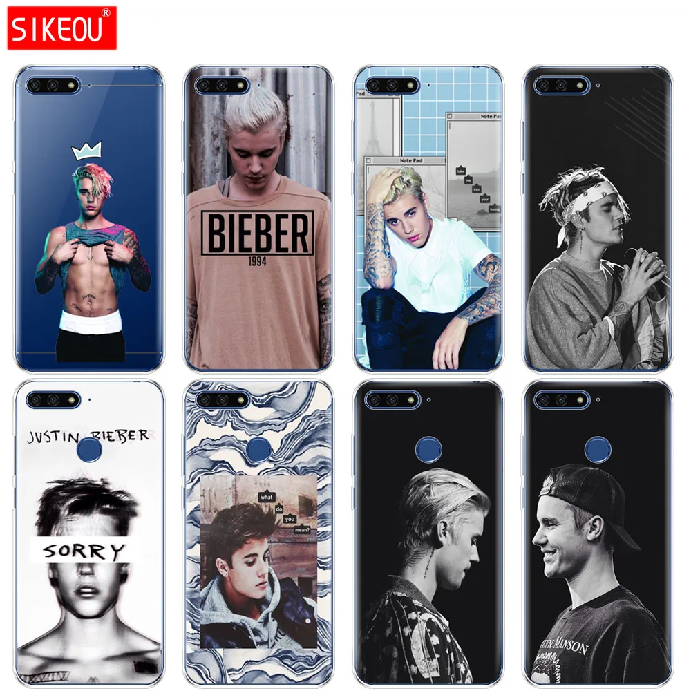 Silicone Cover Phone Case For Huawei Honor 7A PRO 7C Y5 Y6 Y7 Y9 2017 2018 Prime Justin bieber music singer