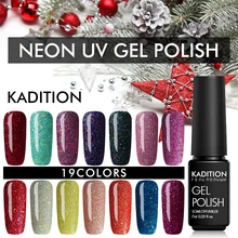 KADITION Bling 7 мл неоновый Гель-лак для ногтей 12 цветов Блестящий Гель-лак для нейл-арта Vernis впитывающий УФ светодиодный долговечный Гель-лак