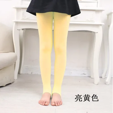 Yellow ; тонкие бархатные легинсы для танцев для девочек 4-8 лет; 11 цветов - Цвет: Yellow