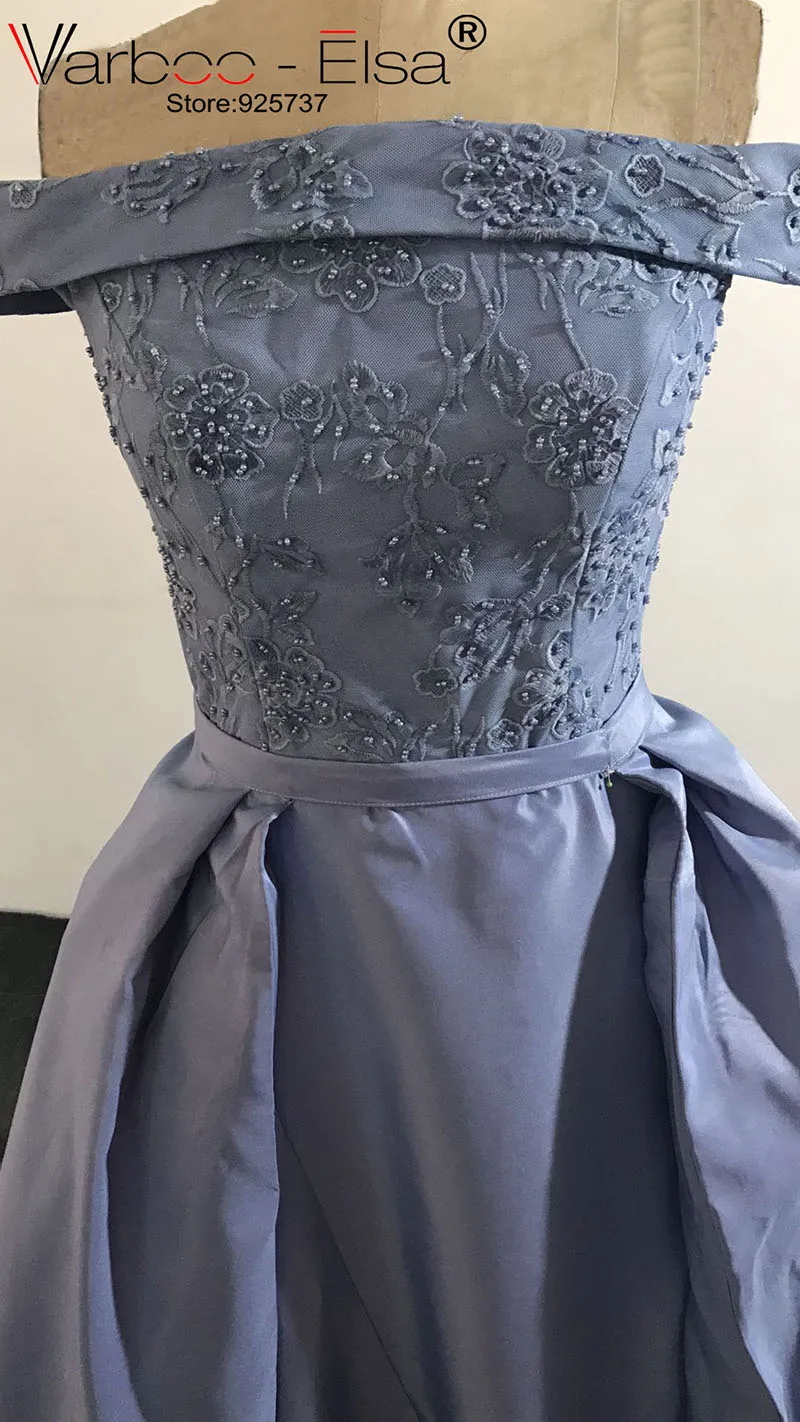 Varboo_elsa Сексуальная Лодка Средства ухода за кожей Шеи особых случаев Платье пользовательские Бисер вечернее платье светло-фиолетовый атлас вечерние платье вечернее платье
