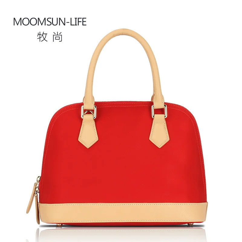 

New Pattern Woman Baotou Layer Cowhide Women's Handbag Nylon The Shell Package Bump Cloth Package