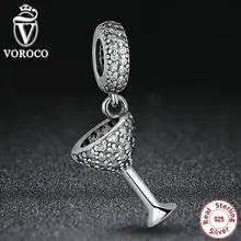 Copa de Vino Regalos de navidad Noche De Fiesta, Clear CZ Perlas y Charms Fit Pandora Original Pulsera Collar DIY Joyería S110