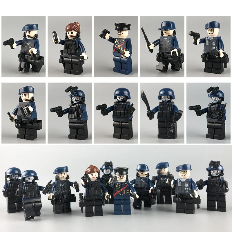 

Military Special City Police Building Block Compatible Legoings SWAT Bricks Figurines Soldiers Force Action Figures Kids Toys