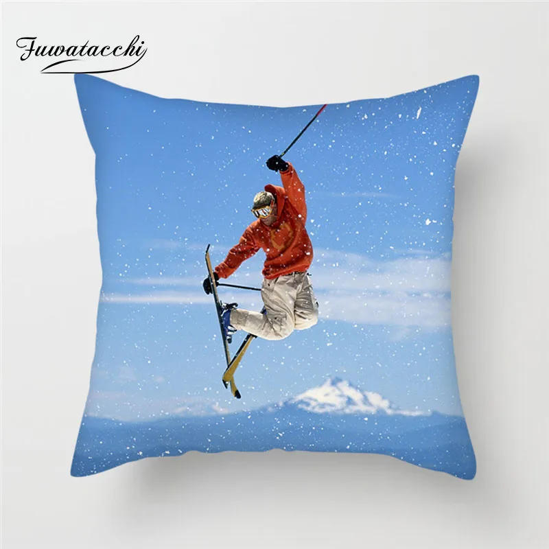 

Fuwatacchi Extreme Sports Cushion Cover Alpine Skiing Pillow Cover For Decor Sofa Chair Home Decoration Accessories Pillows