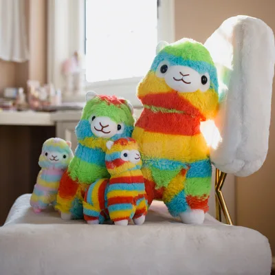 

20cm Soft Cotton Rainbow Alpaca Stuffed Plush Toy Doll Rainbow Horse Lama Animals Toys For Children Birthday Christmas Gifts