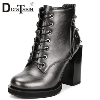 

DORATASIA 2019 Large Size 35-41 High Quality Ankle Boots Women Shoes Woman Thick Heels Hot Sale Wholesale Shoes Woman Boots